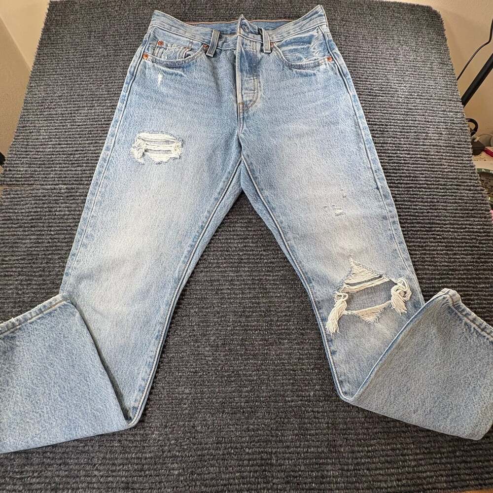 Levi's 501 Original Distressed Light Wash Jeans